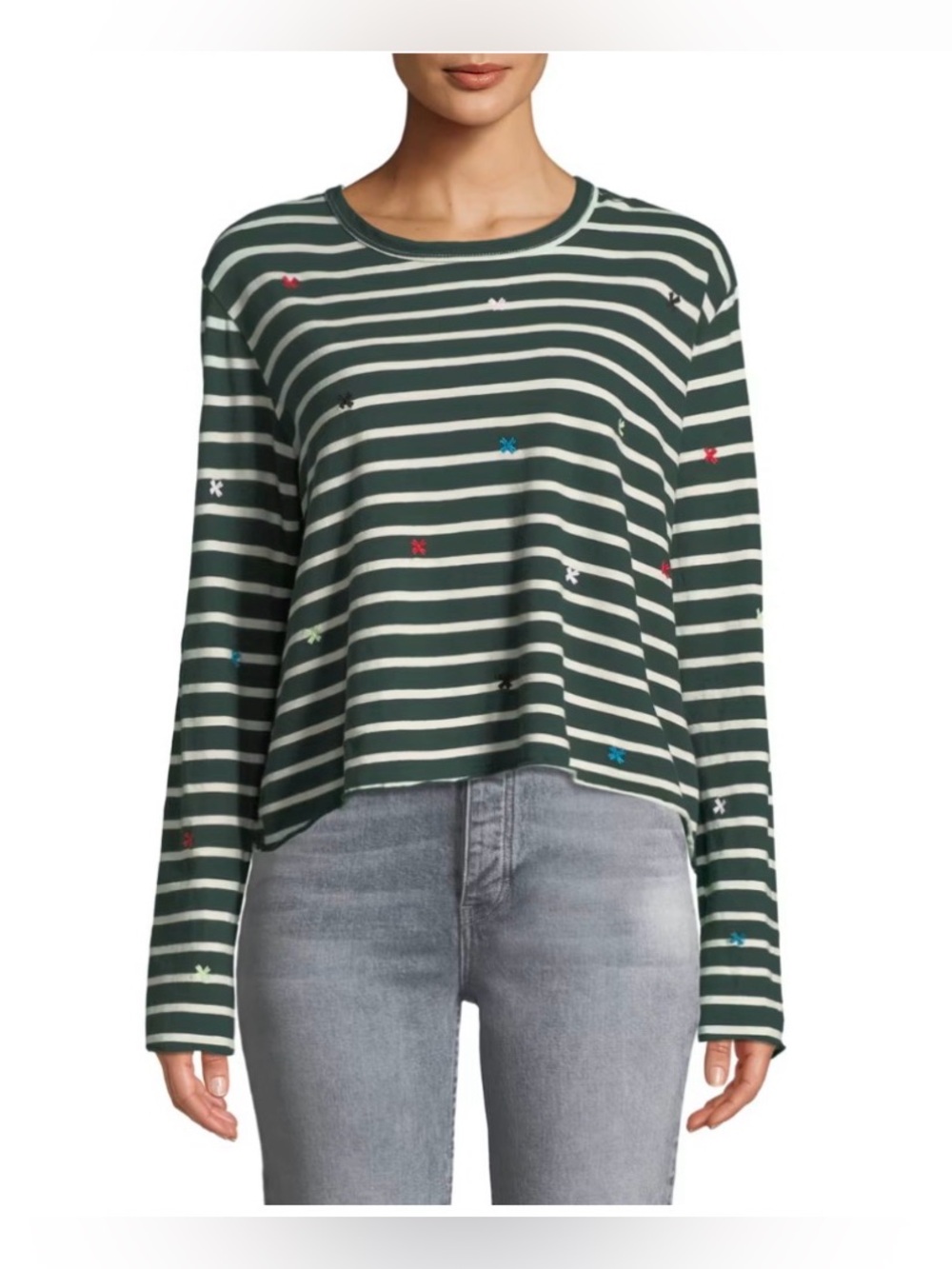 THE GREAT. stripe bow top